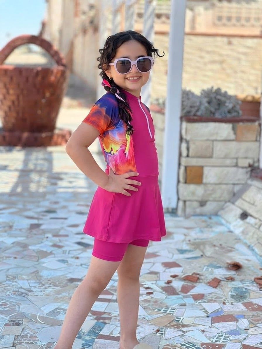 Burkini Fille Fuchsia