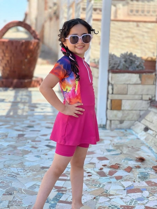 Burkini Fille Fuchsia