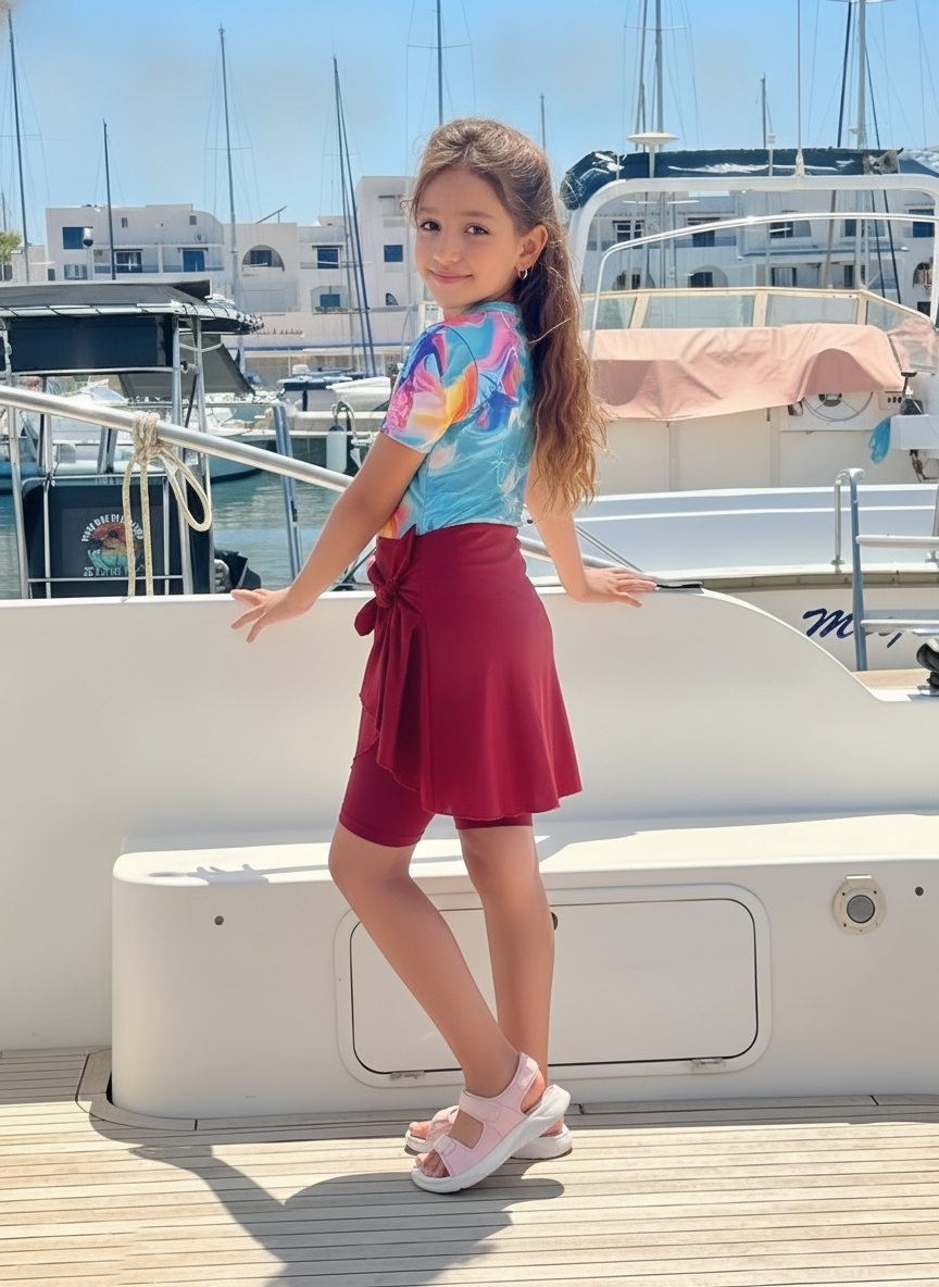 Burkini Fille bordeaux